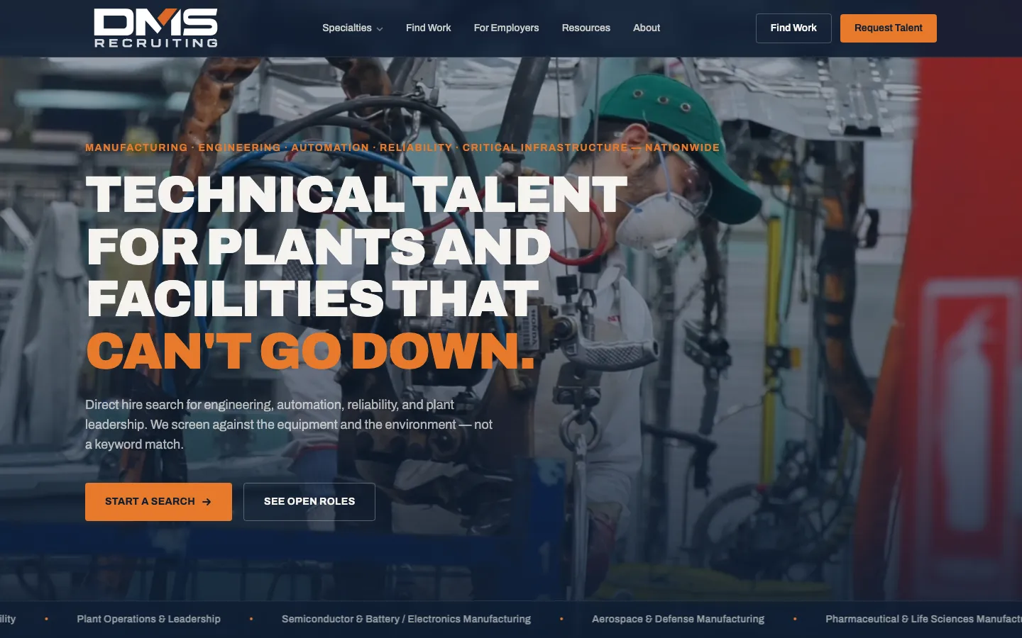 DMS Recruiting website homepage