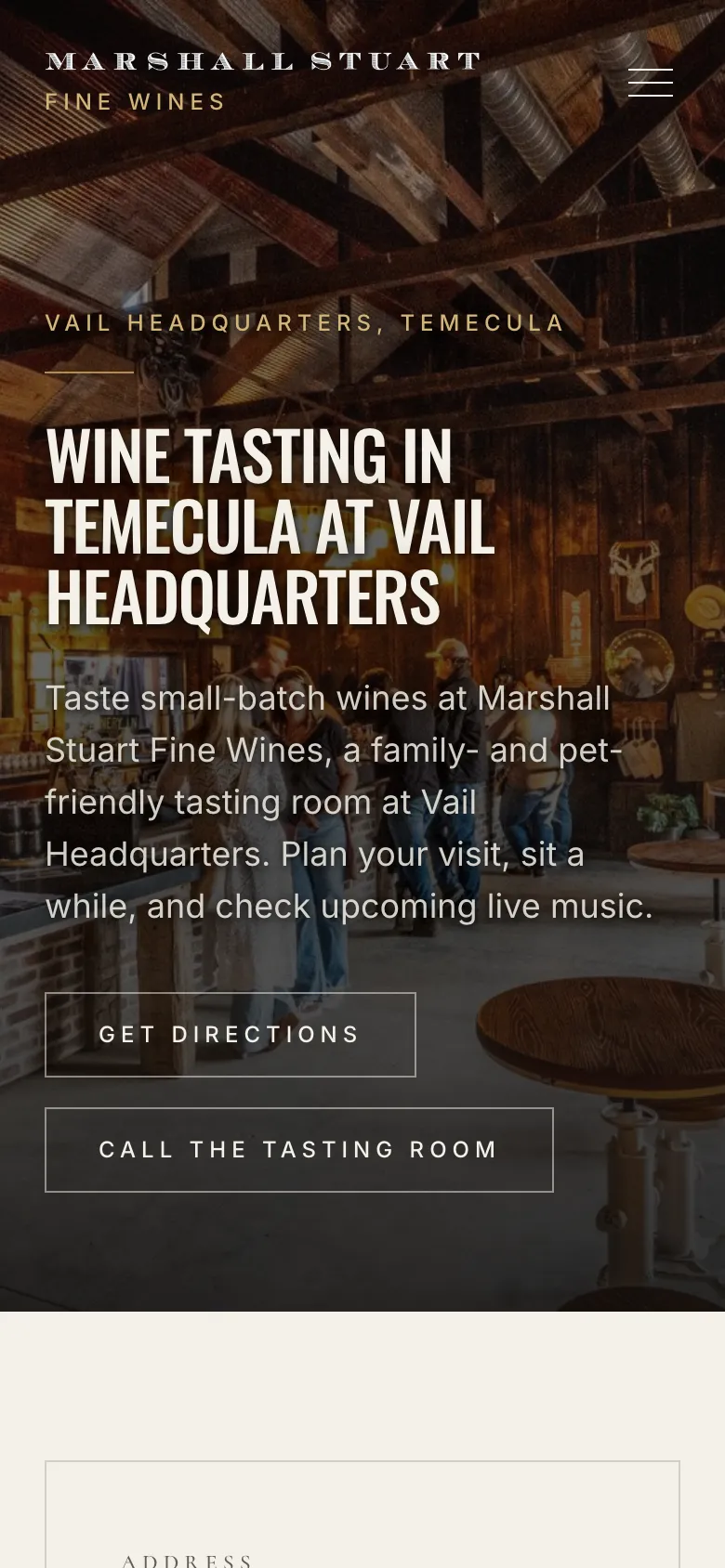 Marshall Stuart visit page on a phone